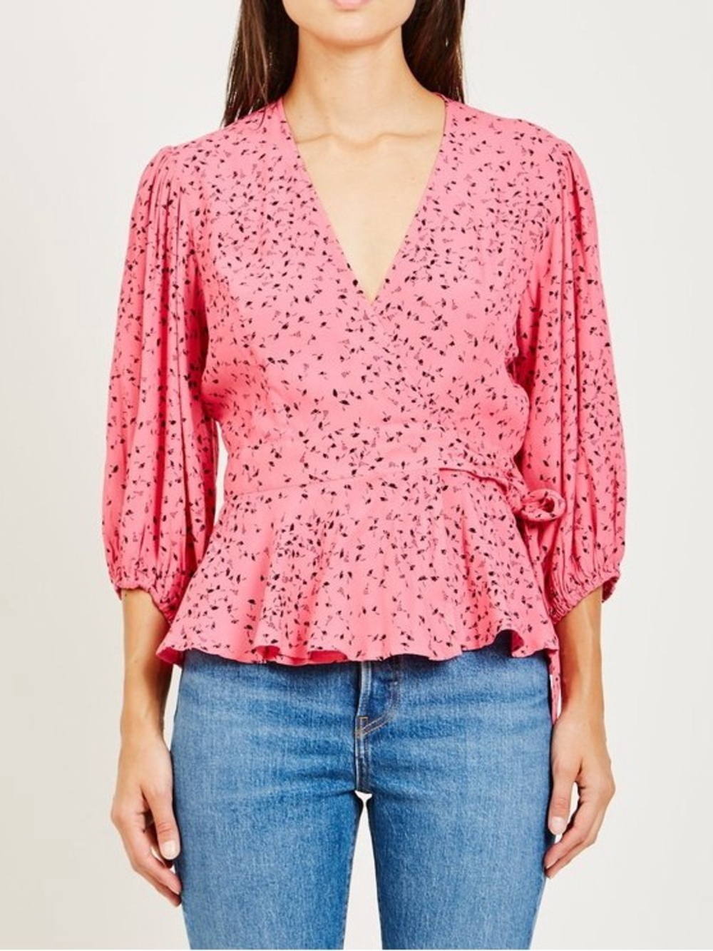 GANNI Barra Printed Wrap Top (122)